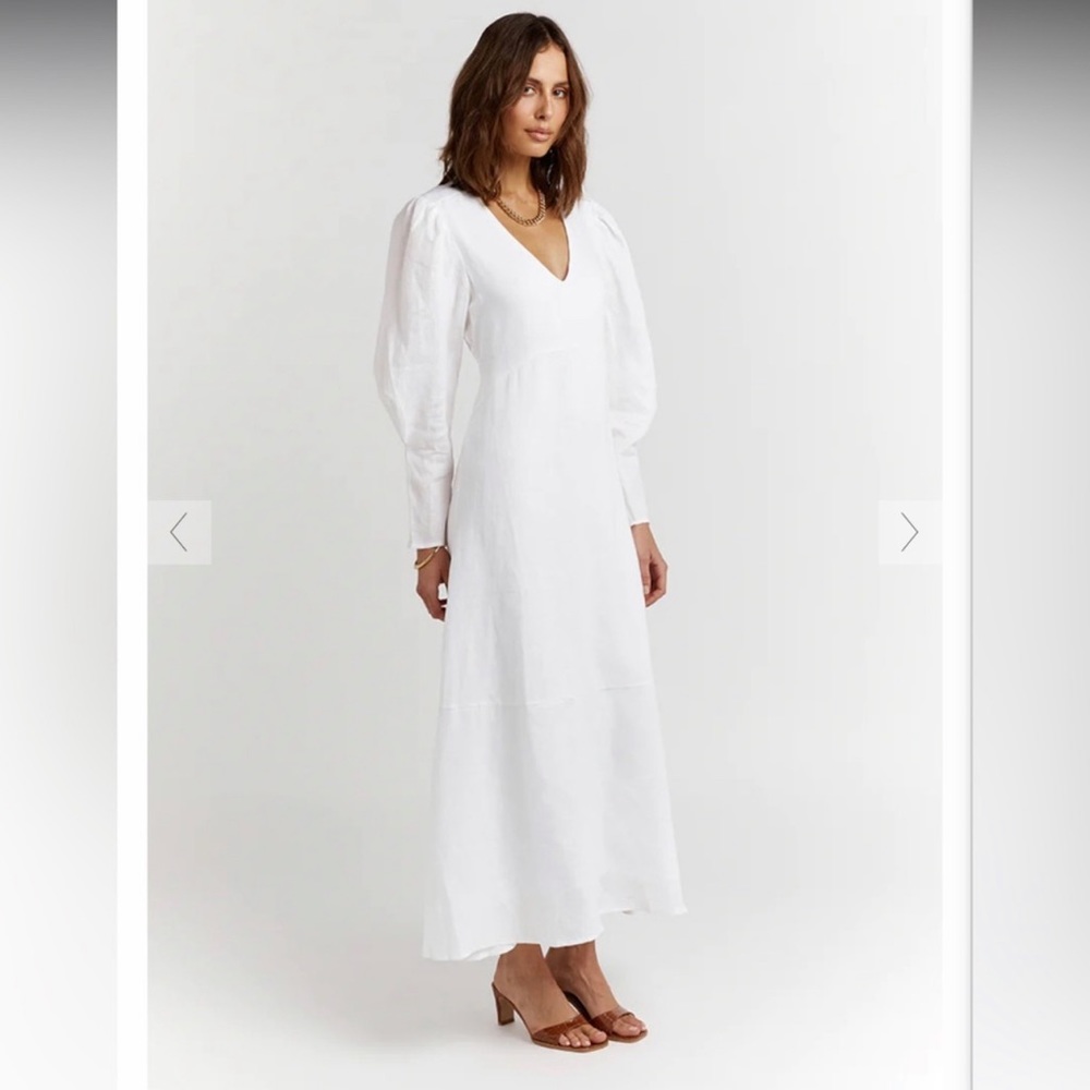 Dissh Wynn White Linen Midi Dress